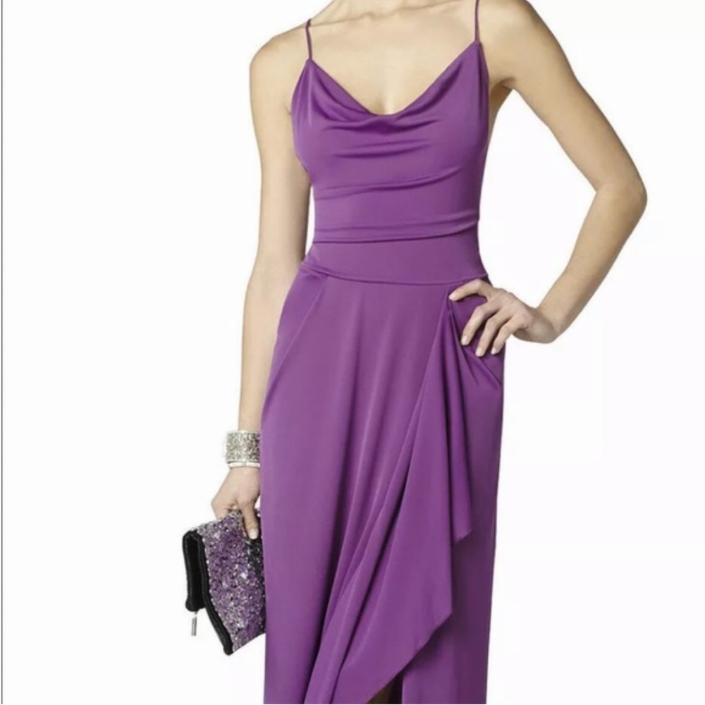 Purple BCBG Orchid Draped Formal Dress